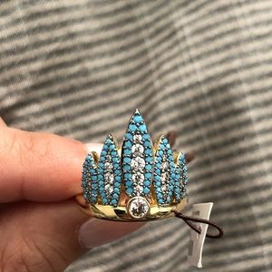 Henri Bendel Size 8 Turquoise Feather Ring